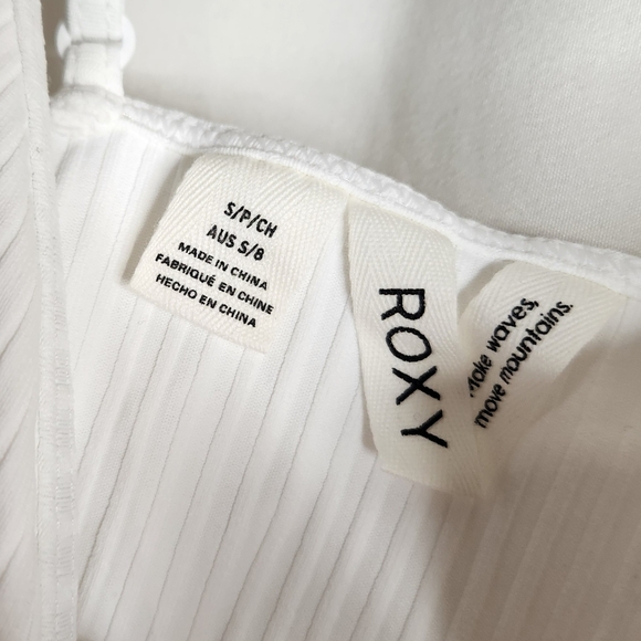 Roxy Brami White Crop Lightweight Summer Tank Top Sz Small - Picture 5 of 5
